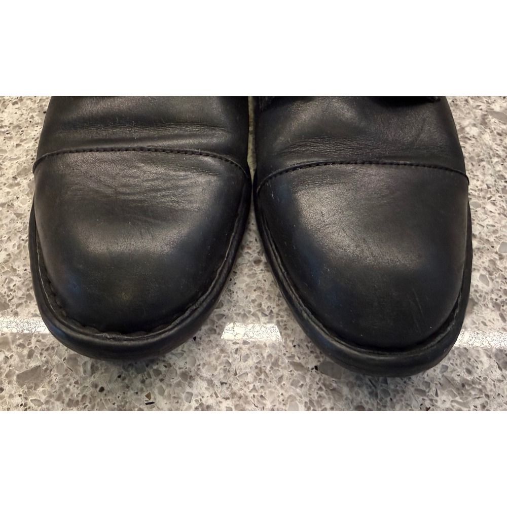 Born Women's Neon Black Leather Lace Up Combat Boots Low Block Heel Size 8.5 - Picture 3 of 7